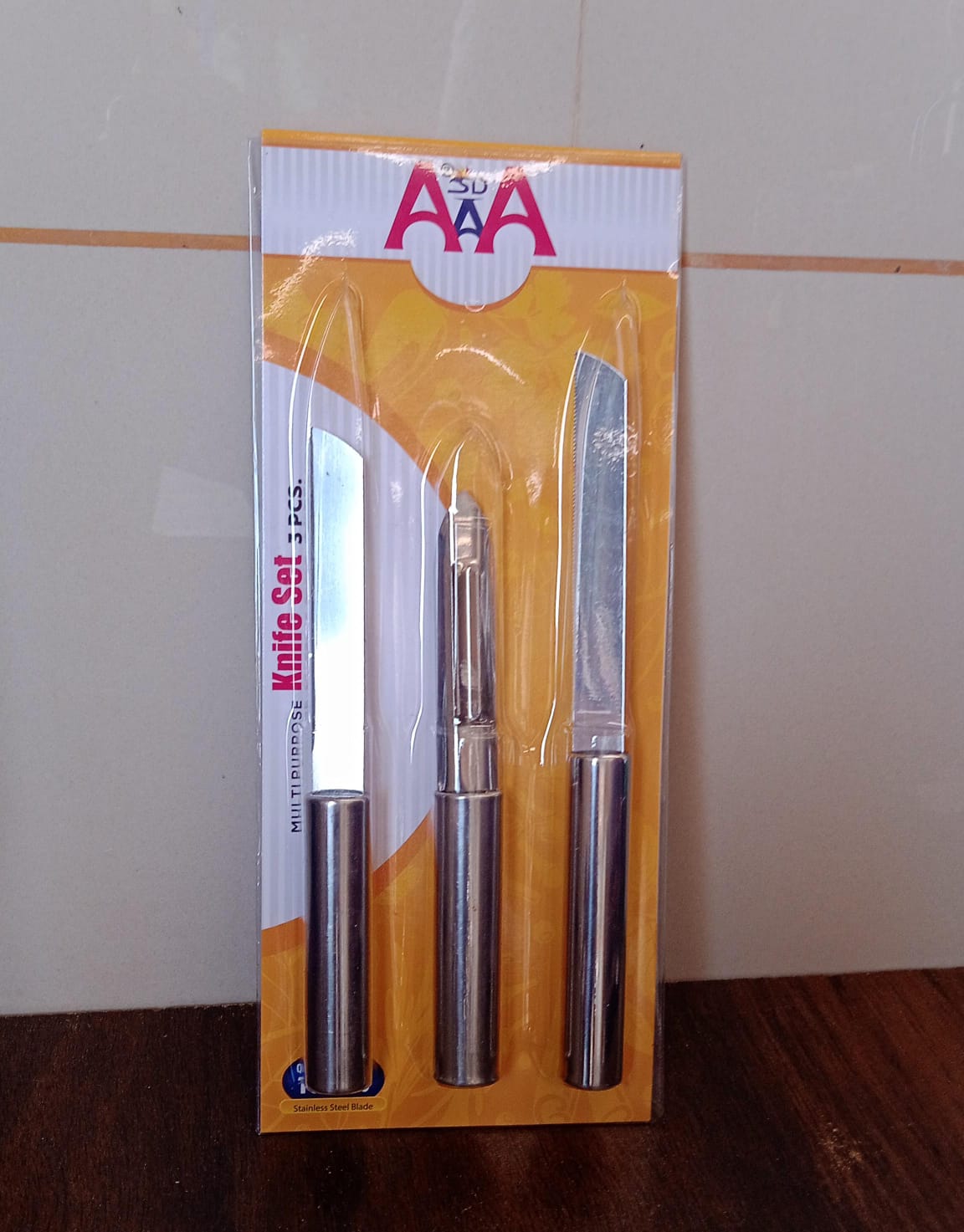 Stainless Steel Multipurpose Sharp Cutting Knife with Non-Slip Handle for Fruit, Meat and Vegetable Chopping (Pack Of 3) Stainless Steel Multipurpose Sharp Cutting Knife with Non-Slip Handle for Fruit, Meat and Vegetable Chopping (Pack Of 3)